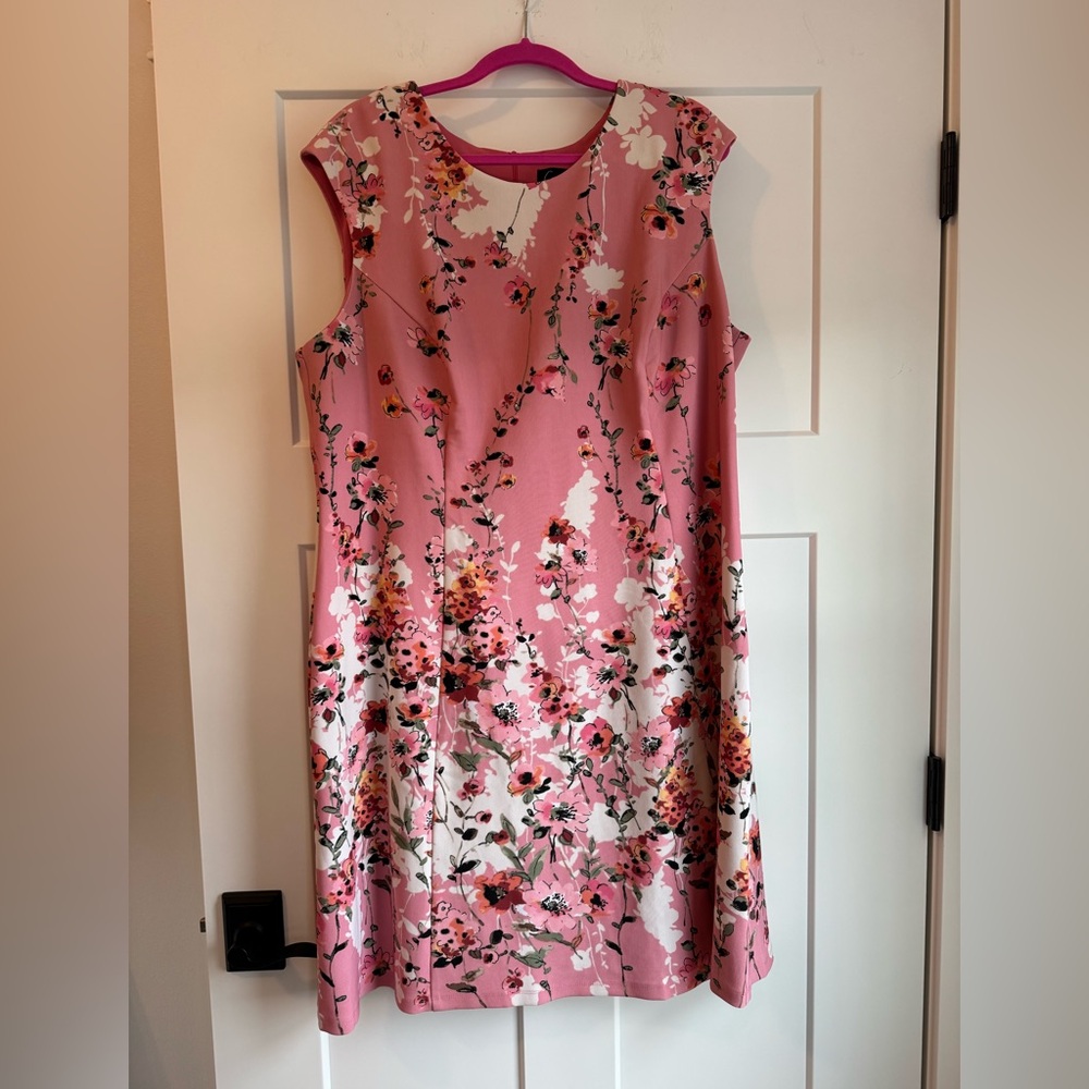 Connected Apparel Pink Floral Midi Dress